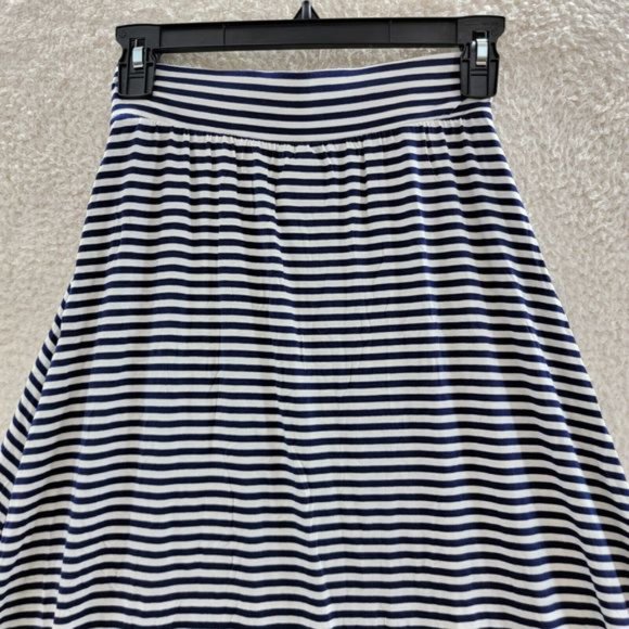 Cat & Jack Maxi Flare Skirt L Navy Blue/White Stripe Elastic Waist Pull On - Picture 7 of 10